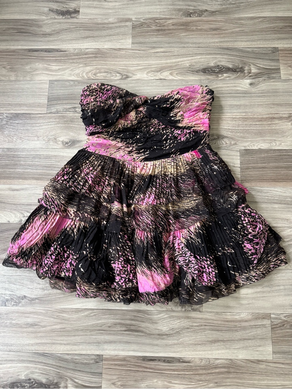 Diane von Furstenberg Brighton Strapless Printed Dress Pink Wing Size 14